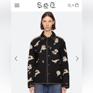 Sea New York Black Jacket with Cream Embroidered Motifs Mika Jacket